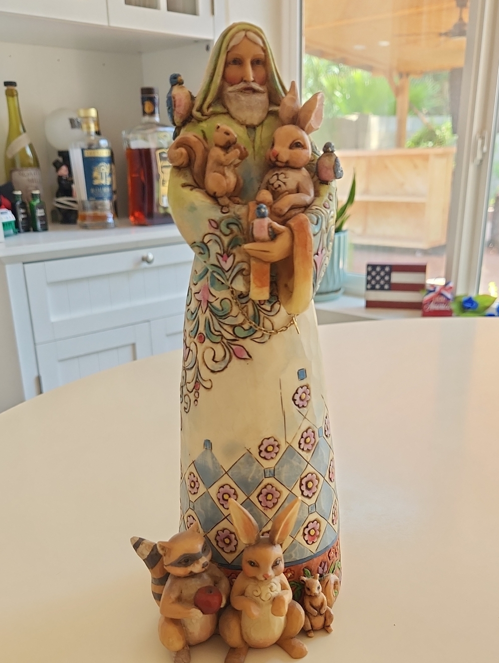 Jim Shore Cream Figurine with Pastel Blue, Green & Pink Accents